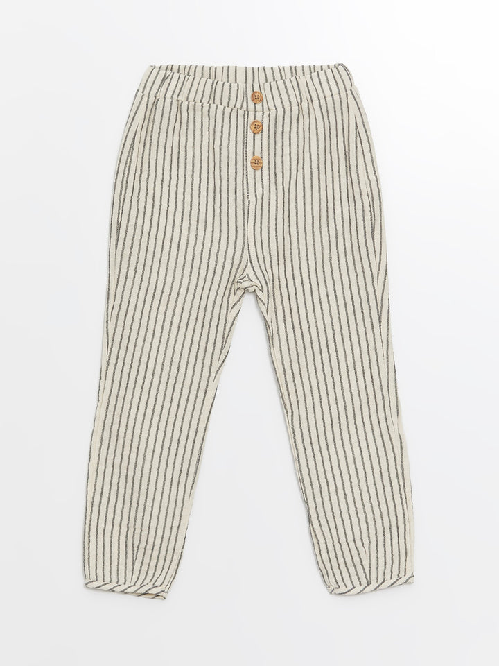 Crew Neck Short Sleeve Basic Baby Boy Shirt and Trousers 2-Piece Set