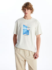 Crew Neck Short Sleeve Printed Combed Cotton Men T-Shirt