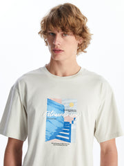 Crew Neck Short Sleeve Printed Combed Cotton Men T-Shirt