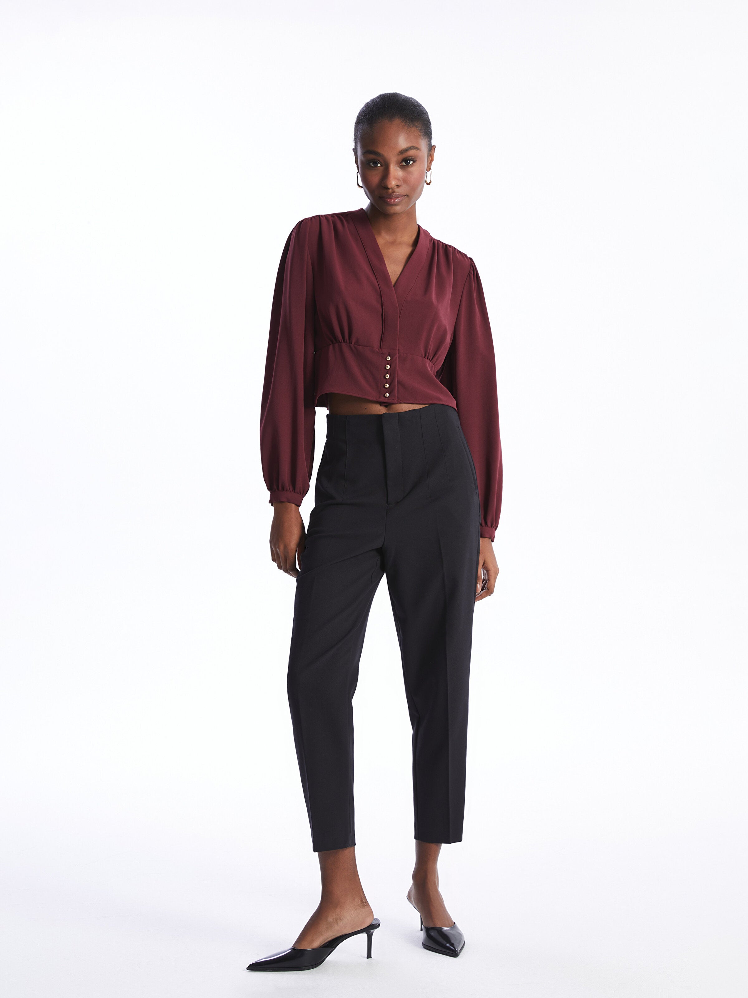 Women Carrot Cut Straight Trousers