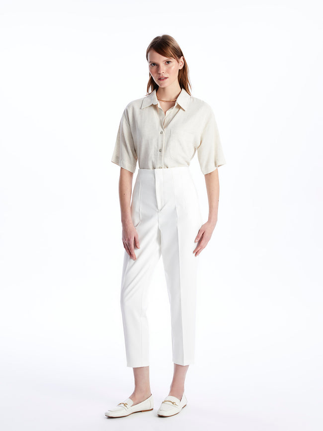 Women Carrot Cut Straight Trousers Hover Image