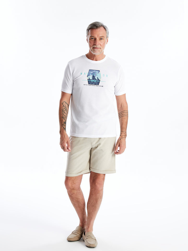 Crew Neck Short Sleeve Printed Men T-Shirt