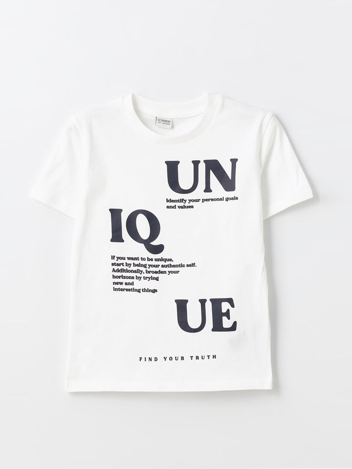 Crew Neck Printed Short Sleeve Boys' T-Shirt