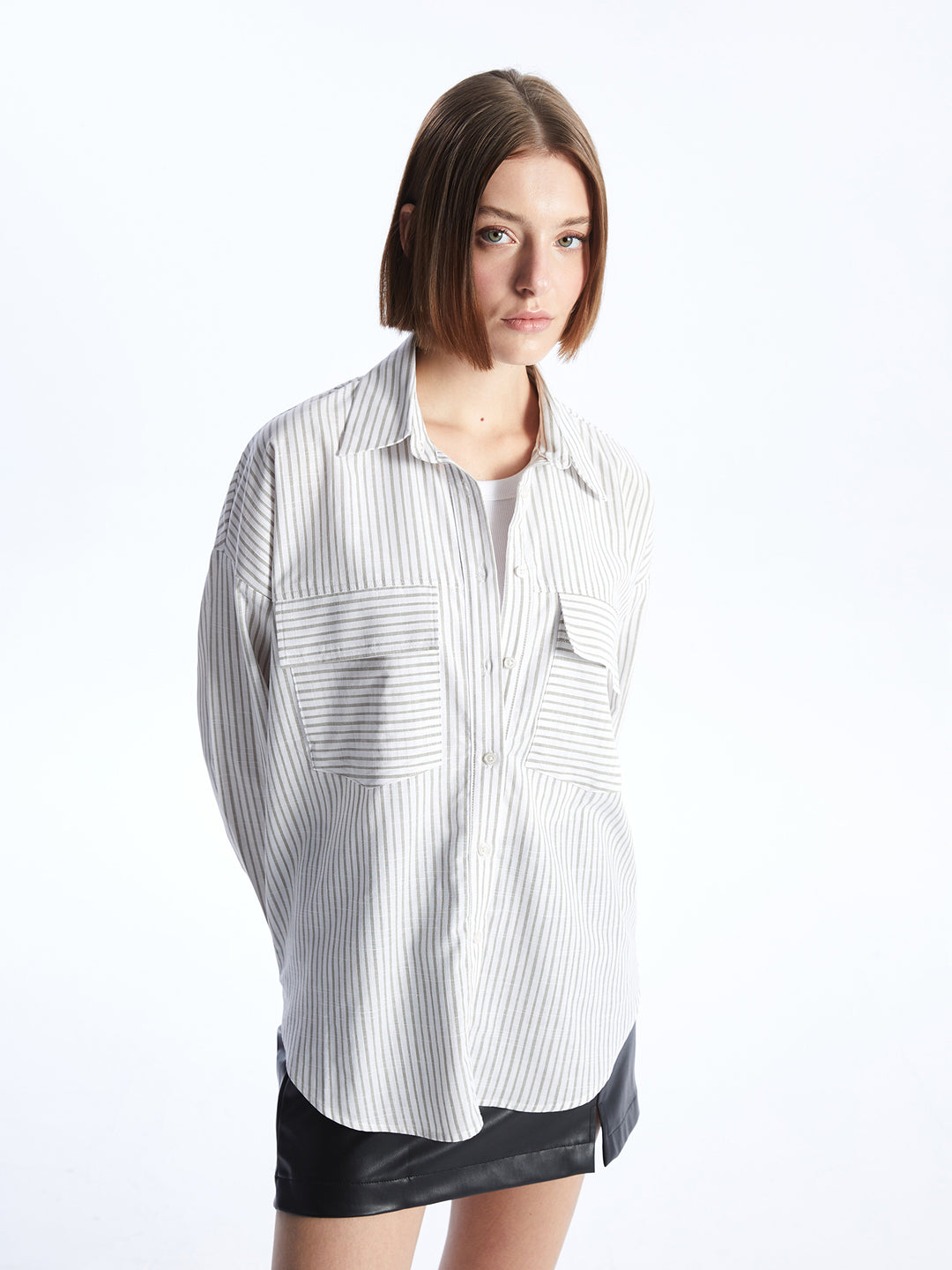 Striped Long Sleeve Oversize Women Shirt