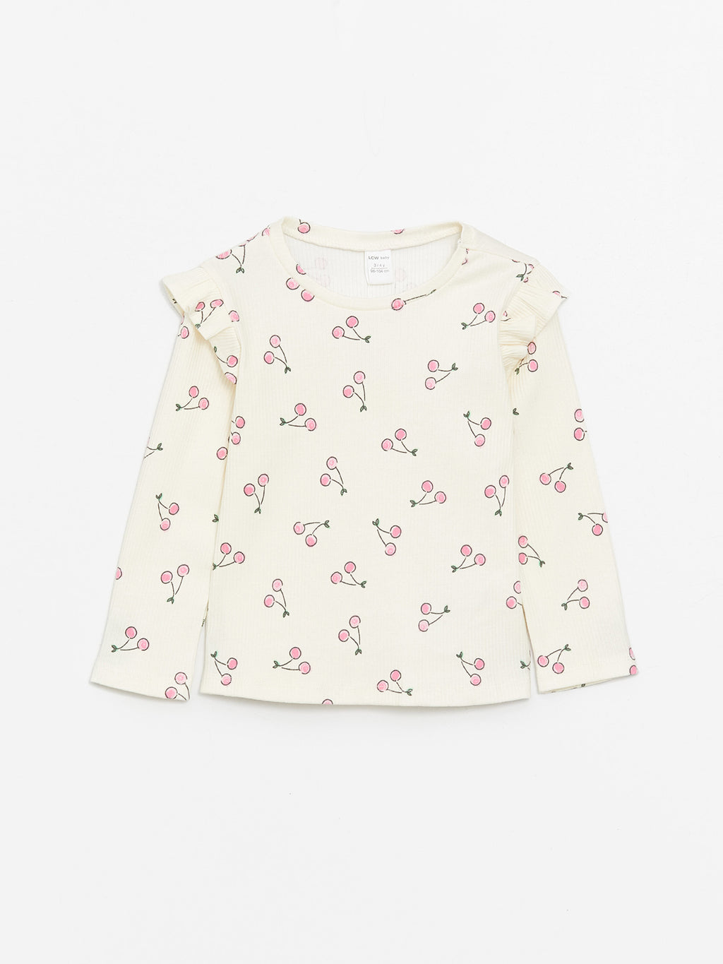 Crew Neck Long Sleeve Printed Baby Girls T-Shirt