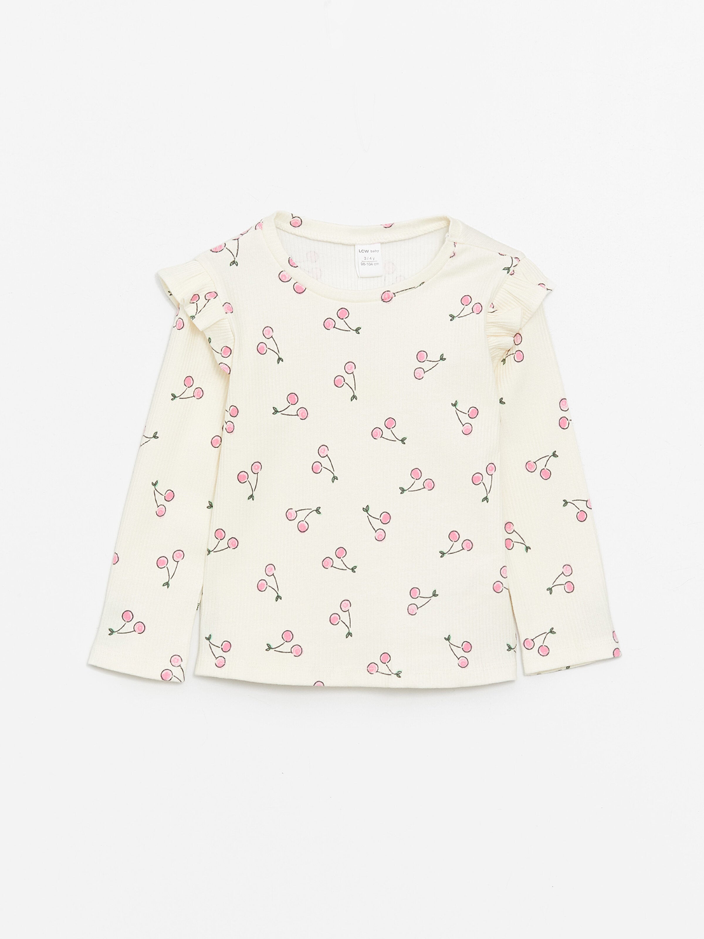 Crew Neck Long Sleeve Printed Baby Girls T-Shirt