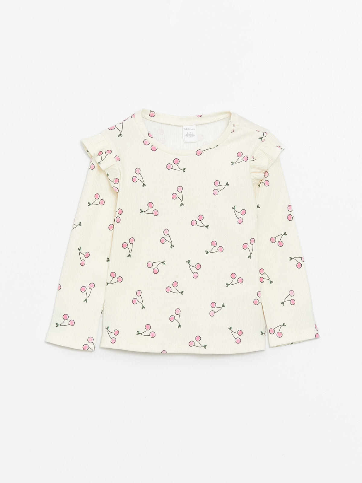 Crew Neck Long Sleeve Printed Baby Girls T-Shirt