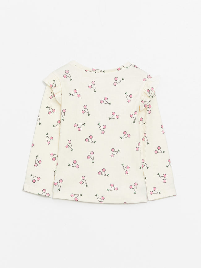 Crew Neck Long Sleeve Printed Baby Girls T-Shirt Main Image