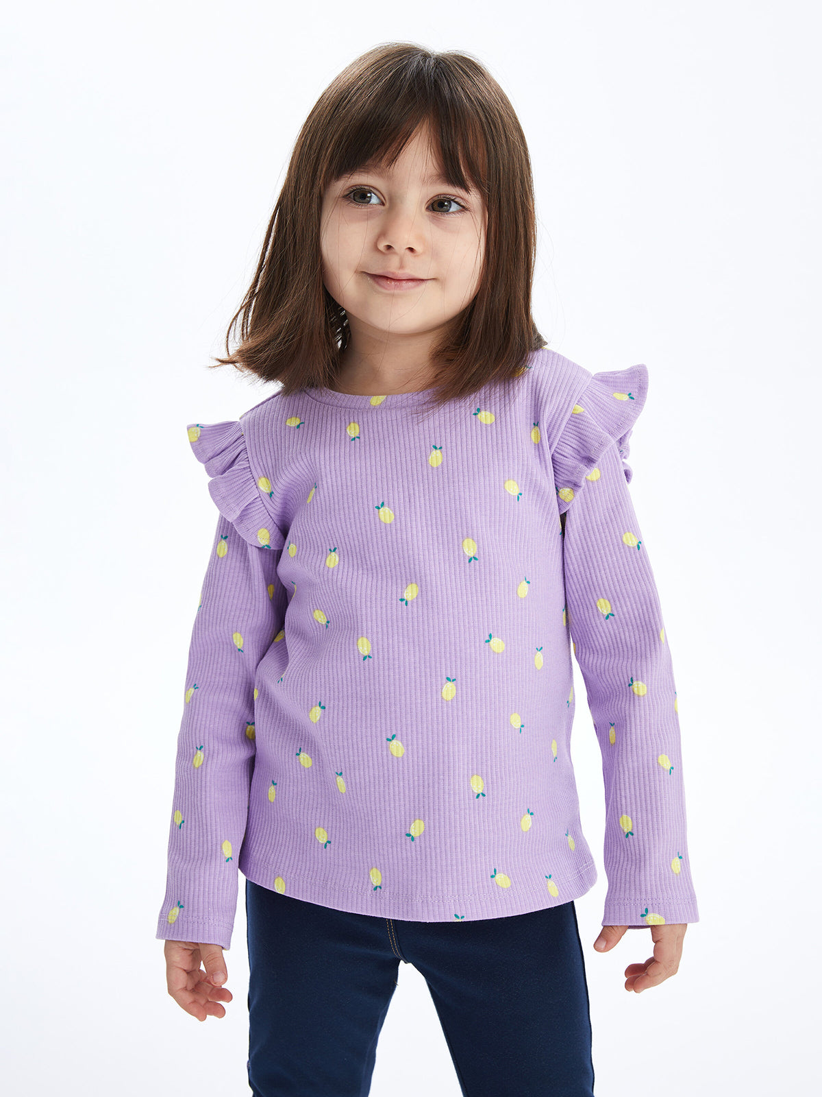 Crew Neck Long Sleeve Printed Baby Girls T-Shirt