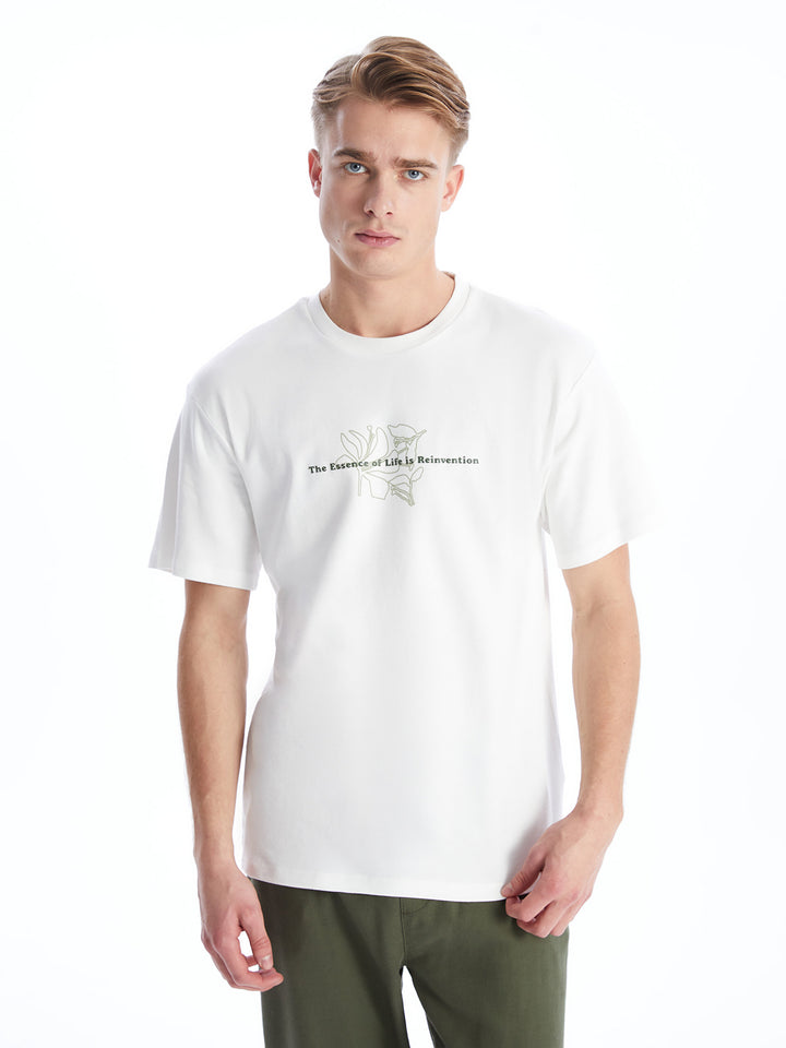 Crew Neck Short Sleeve Printed Combed Cotton Men T-Shirt