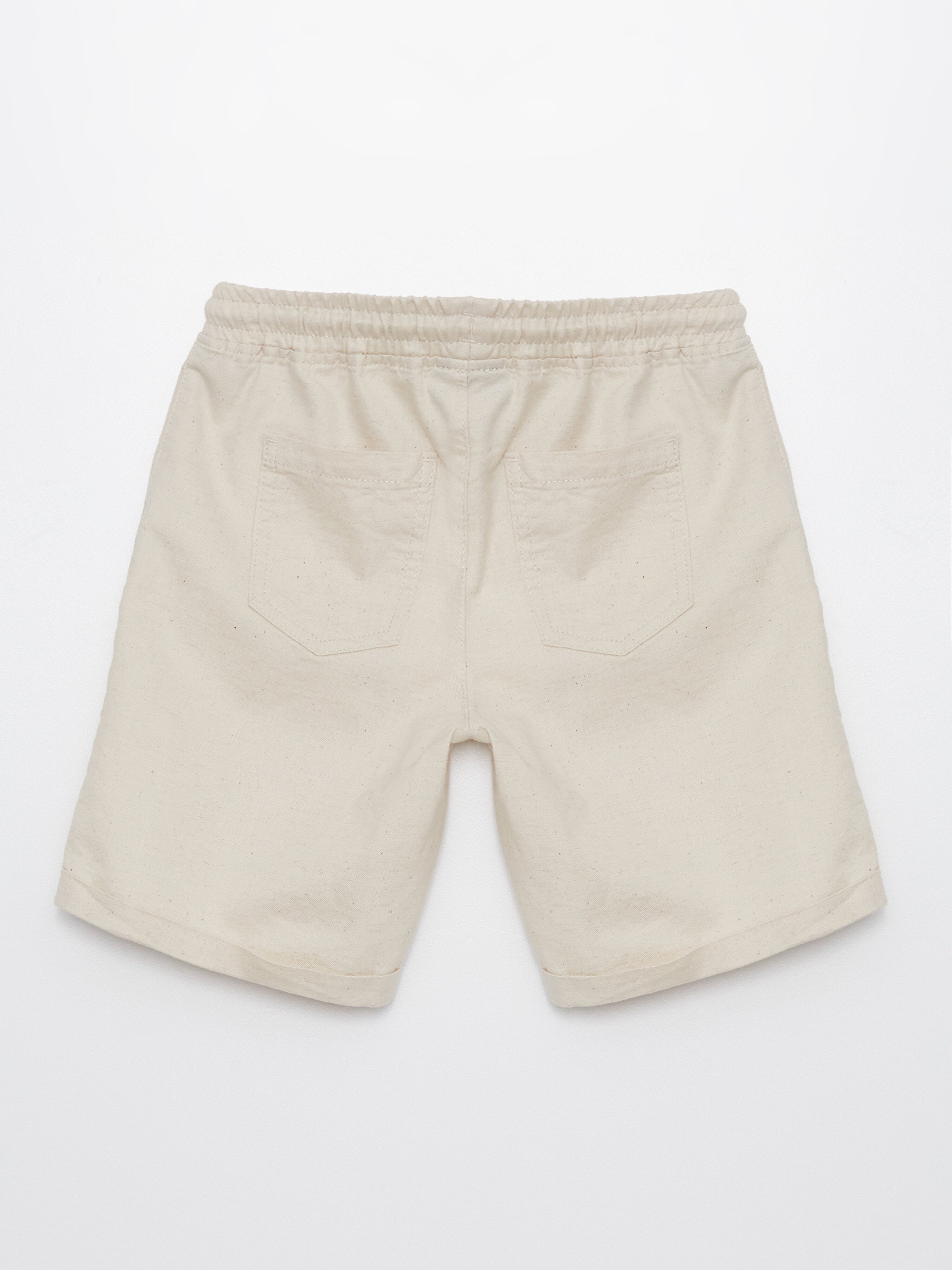 Linen Blend Boys' Shorts with Elastic Waist