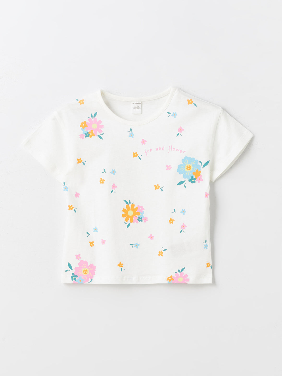Printed Crew Neck Printed Short Sleeve Baby Girls T-Shirt, Pack Of 2