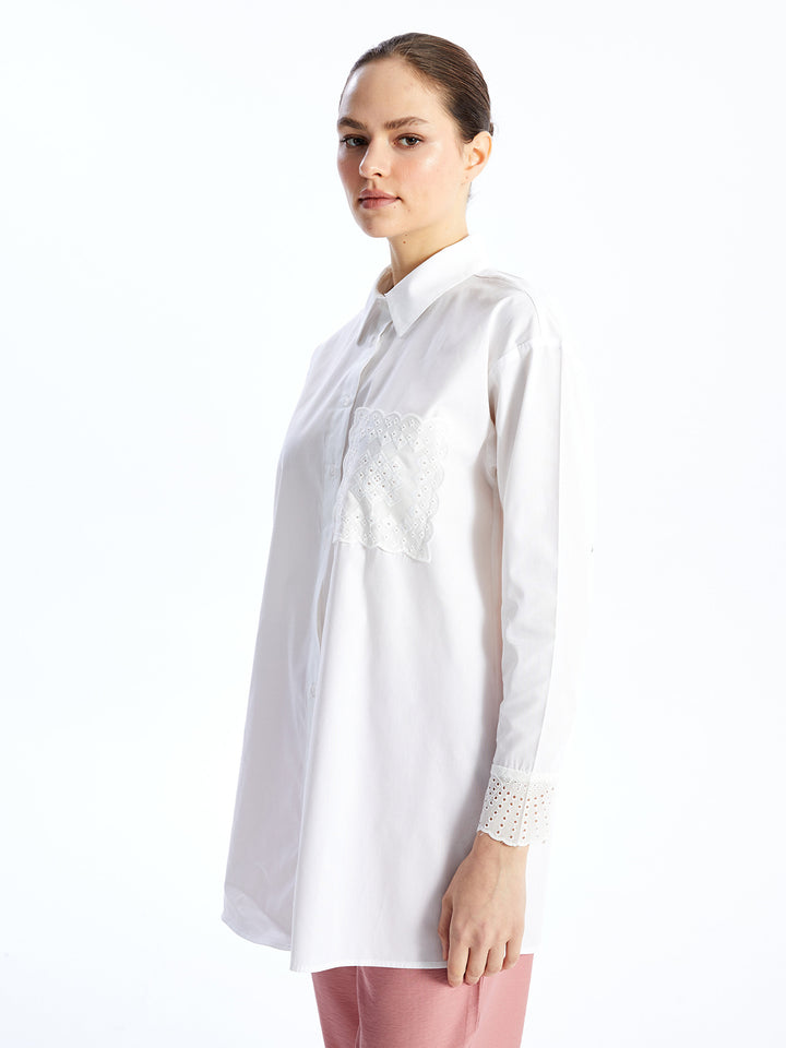 Embroidered Long Sleeve Oversize Women Shirt Tunic