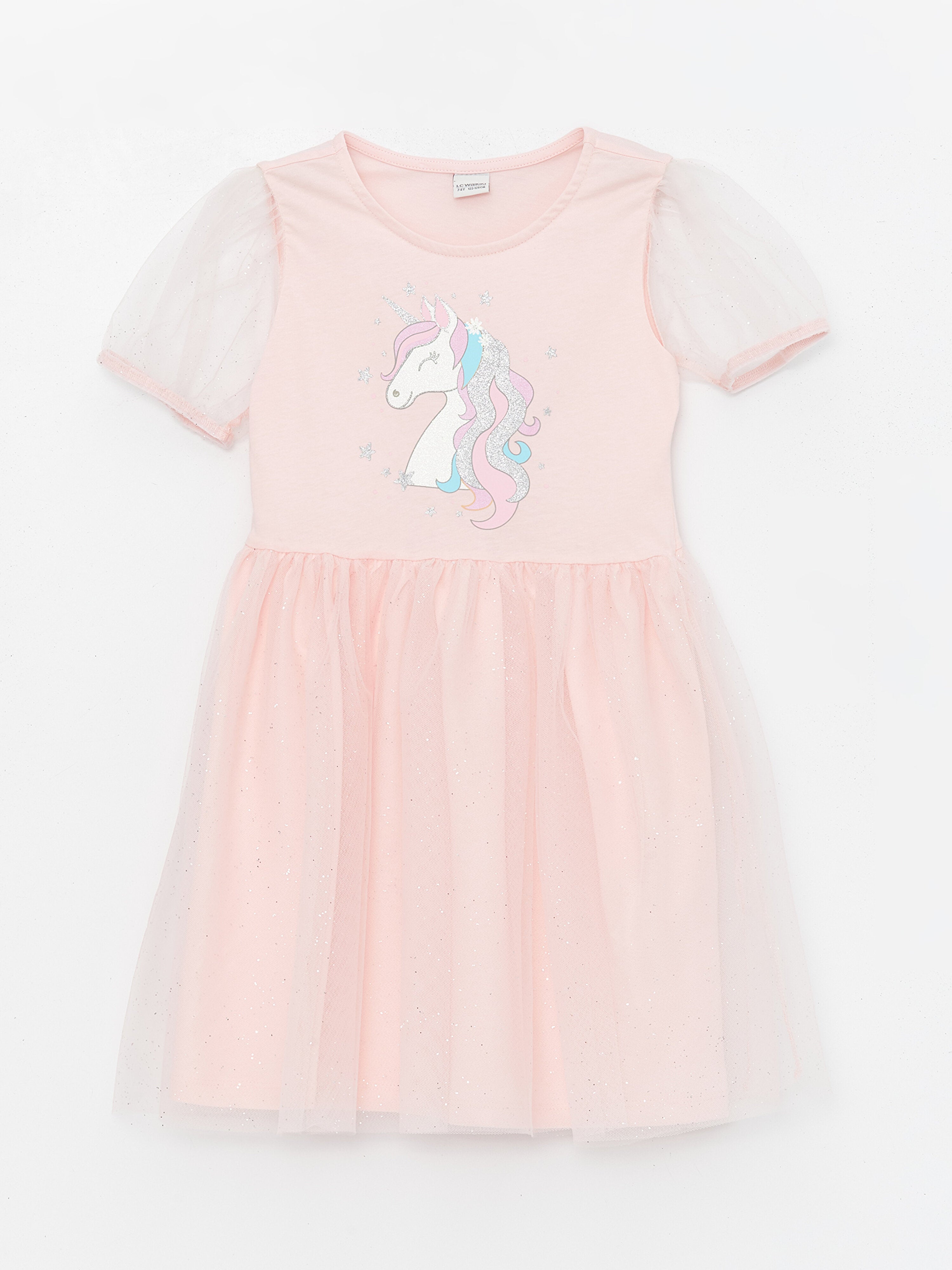 Crew Neck Short Sleeve Girls Dress