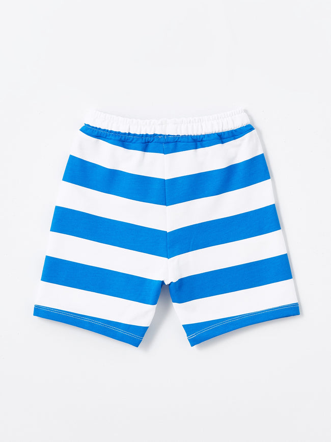 Striped Baby Boy Shorts with Elastic Waist Main Image