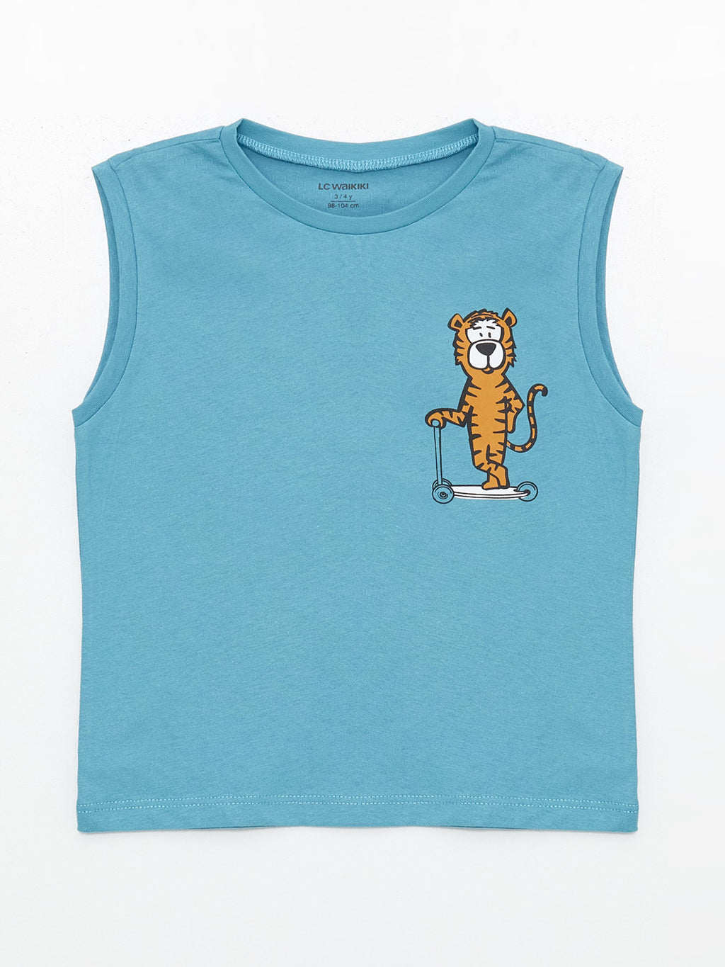 Crew Neck Sleeveless Printed Baby Boy Undershirt, Pack of 2