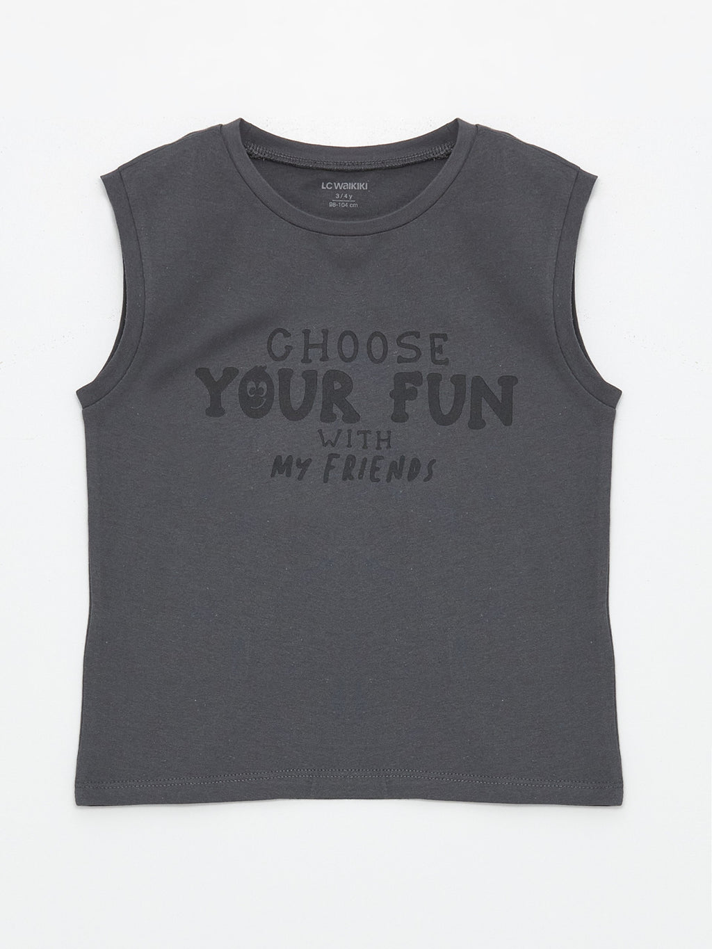 Crew Neck Sleeveless Printed Baby Boy Undershirt, Pack of 2