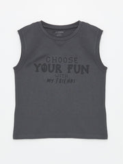 Crew Neck Sleeveless Printed Baby Boy Undershirt, Pack of 2