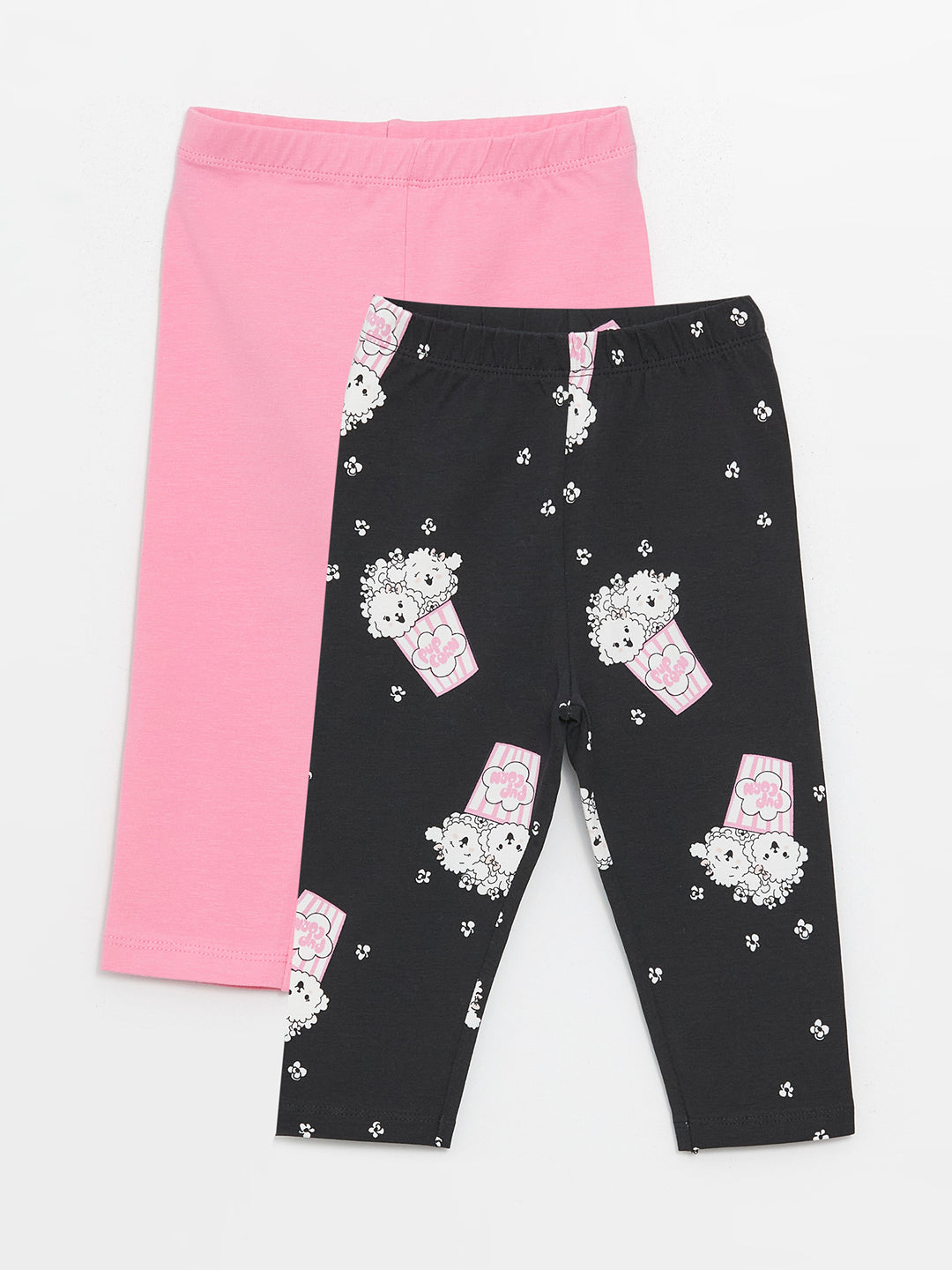 Printed Baby Girl Tights with Elastic Waist, 2 Pack