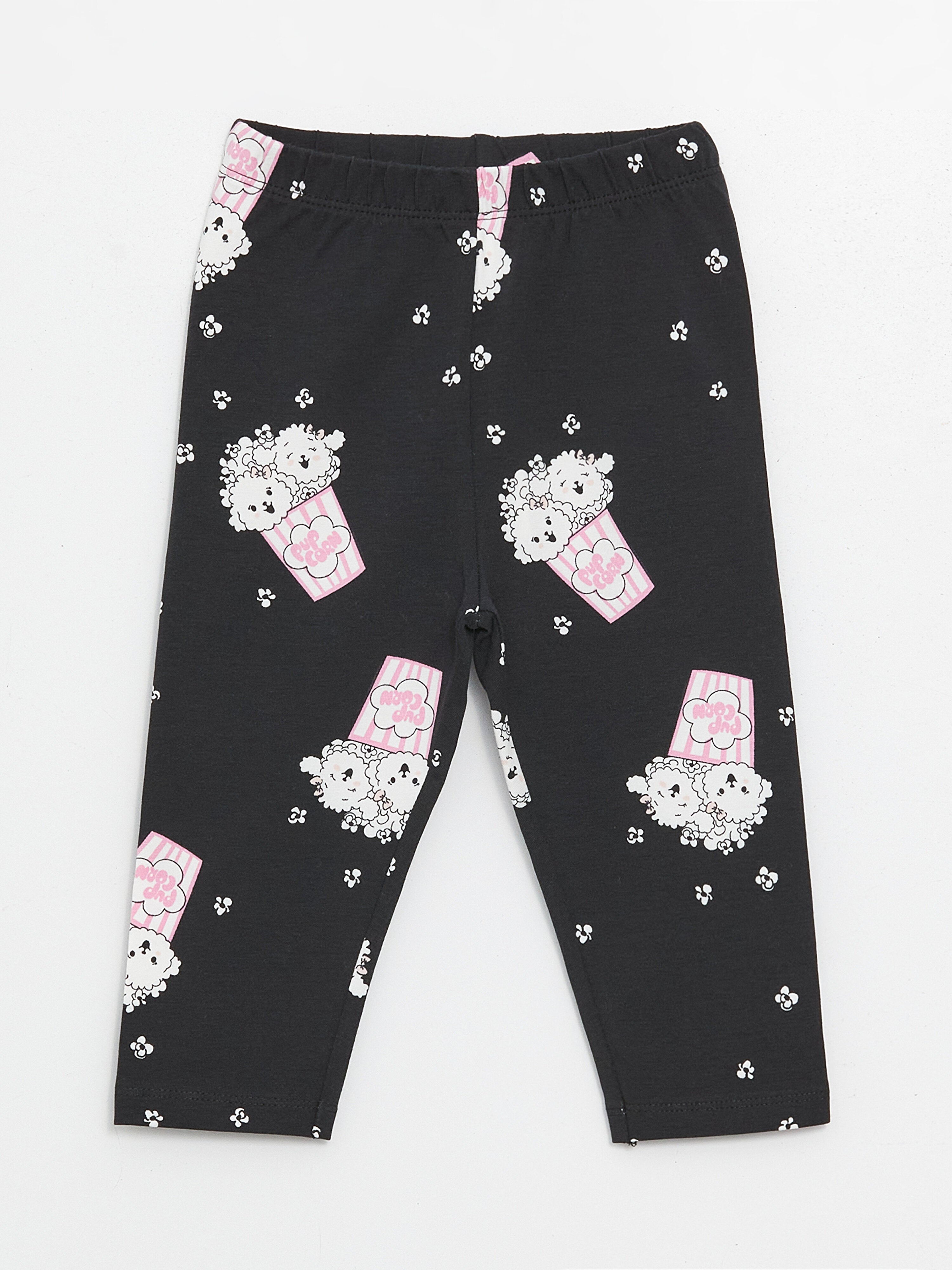 Printed Baby Girl Tights with Elastic Waist, 2 Pack