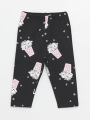 Printed Baby Girl Tights with Elastic Waist, 2 Pack