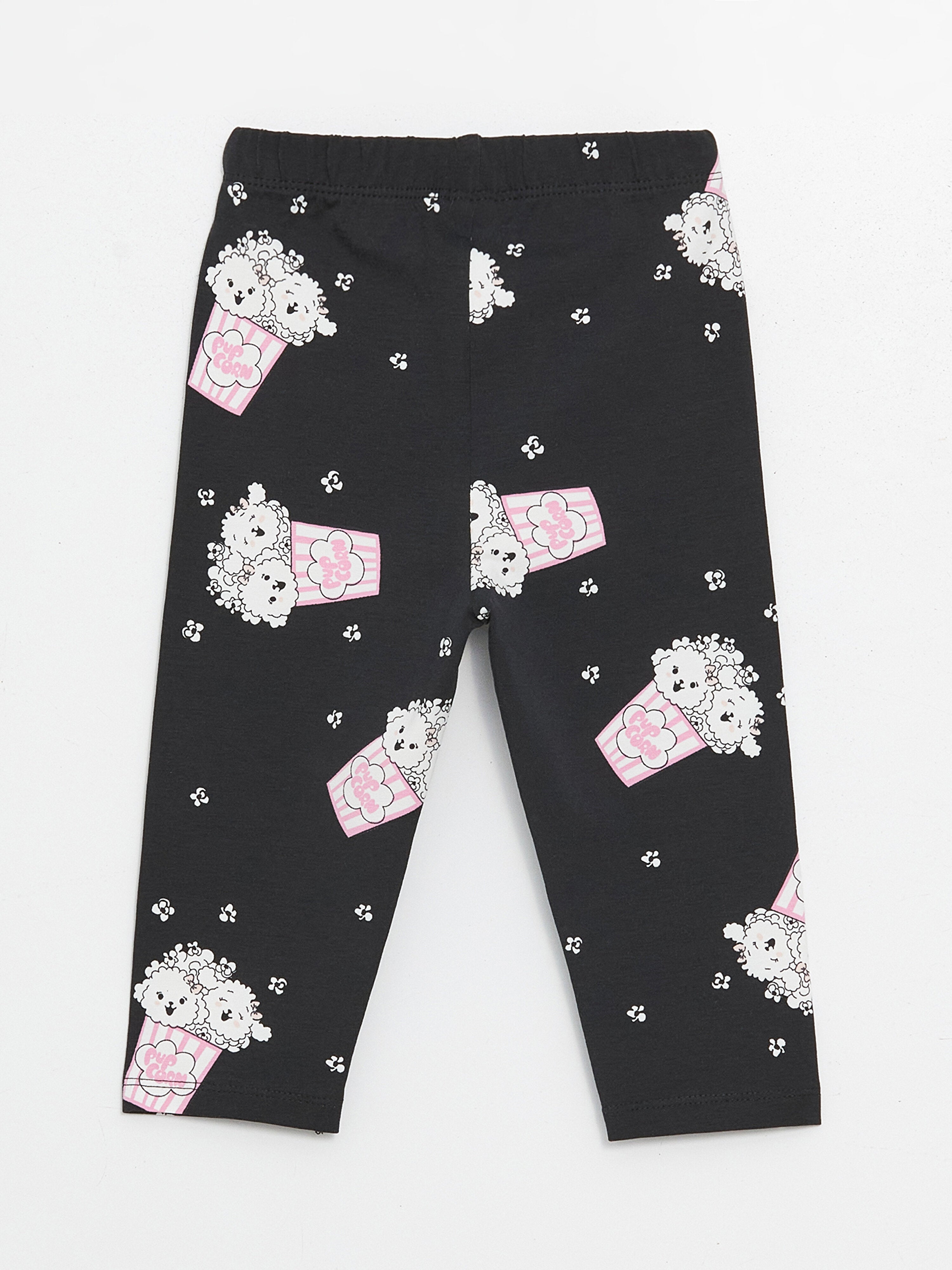 Printed Baby Girl Tights with Elastic Waist, 2 Pack