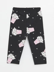 Printed Baby Girl Tights with Elastic Waist, 2 Pack