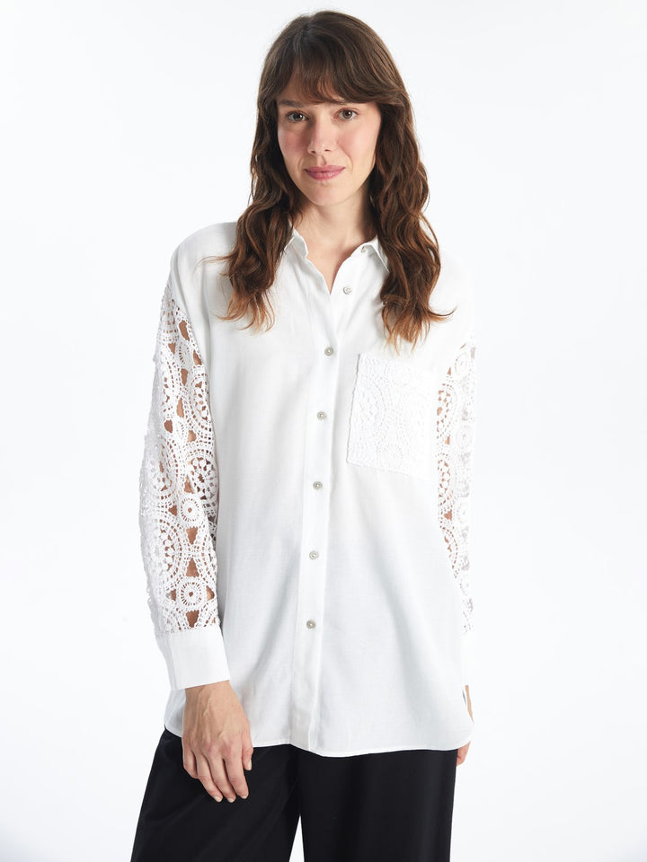 LCW Vision

Ecru Crochet Detail Oversize Linen Blend Women's Shirt