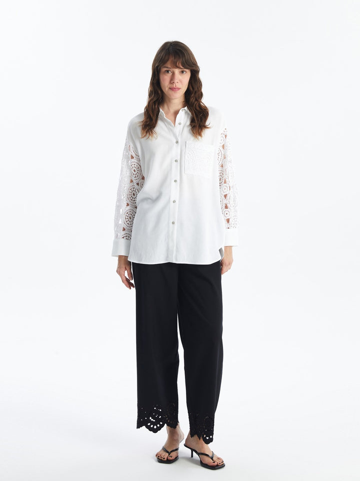 LCW Vision

Ecru Crochet Detail Oversize Linen Blend Women's Shirt