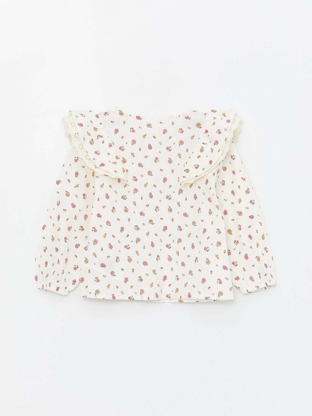 Bebe Collar Long Sleeve Flower Patterned Baby Girls Shirt