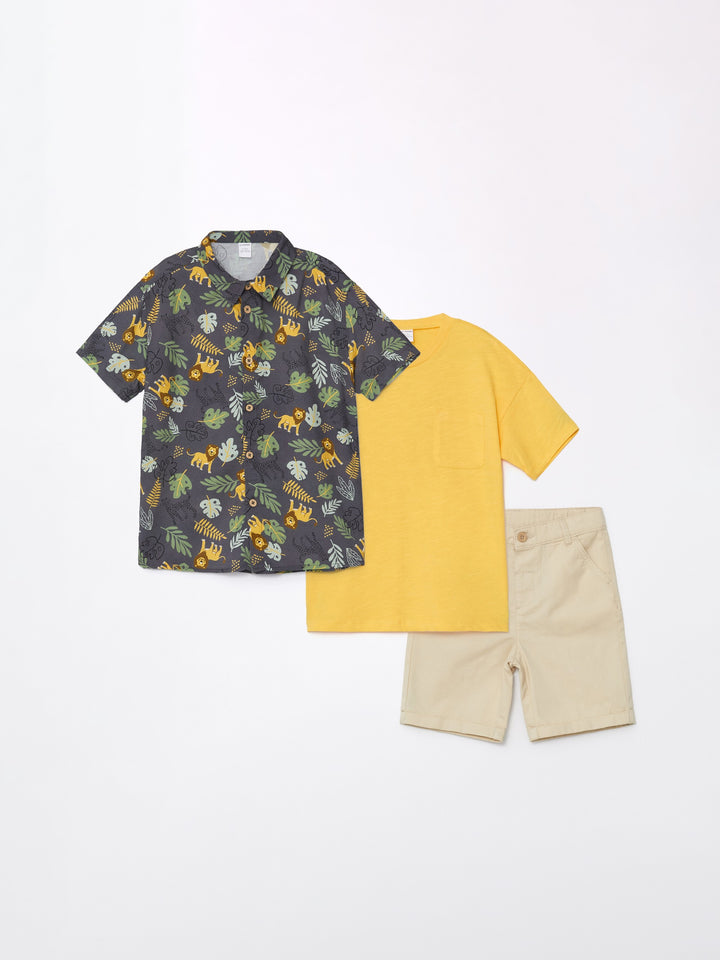 Lcw Baby Short Sleeve Baby Boy 3 Piece Set