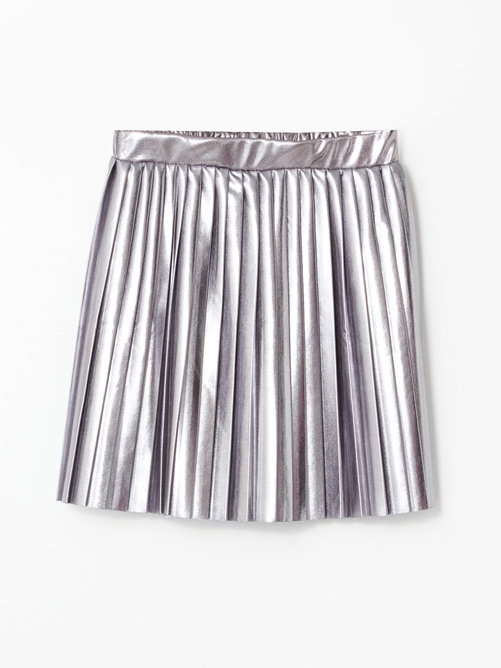 Elastic Waist Pleated Metallic Girls Skirt