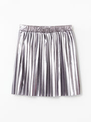Elastic Waist Pleated Metallic Girls Skirt