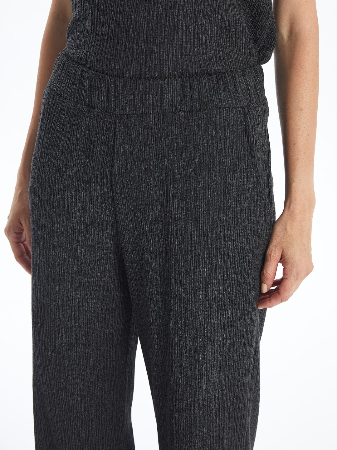 Elastic Waist Straight Wide Leg Women's Trousers