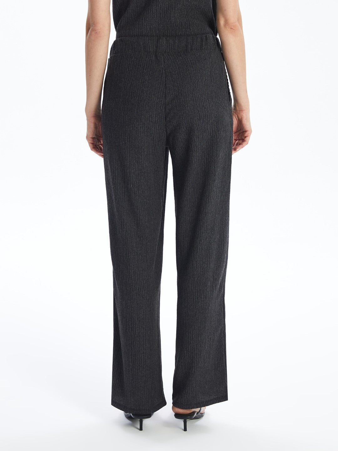 Elastic Waist Straight Wide Leg Women's Trousers