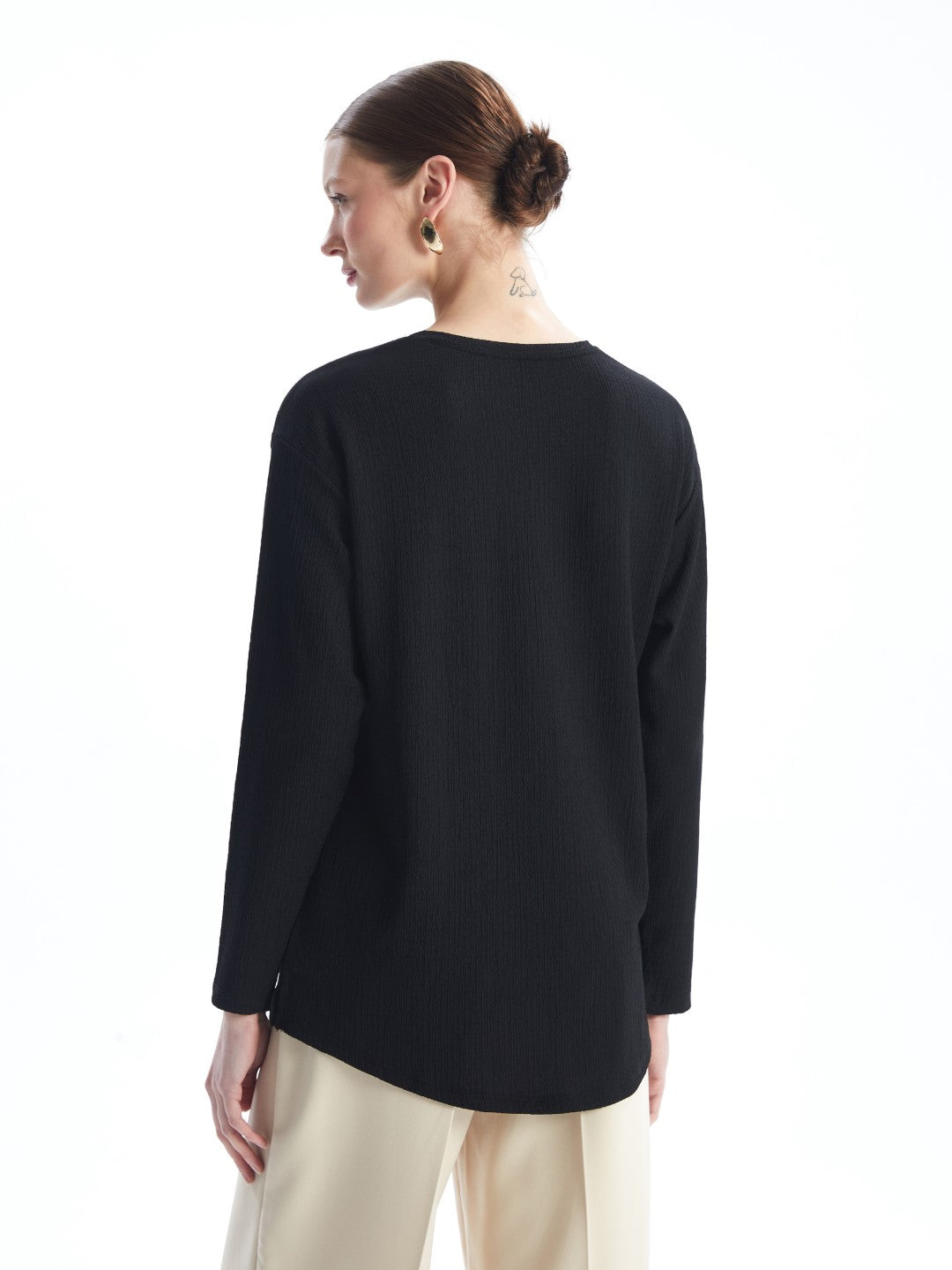 LCWAIKIKI Basic

New Black Crew Neck Plain Long Sleeve Women's T-Shirt