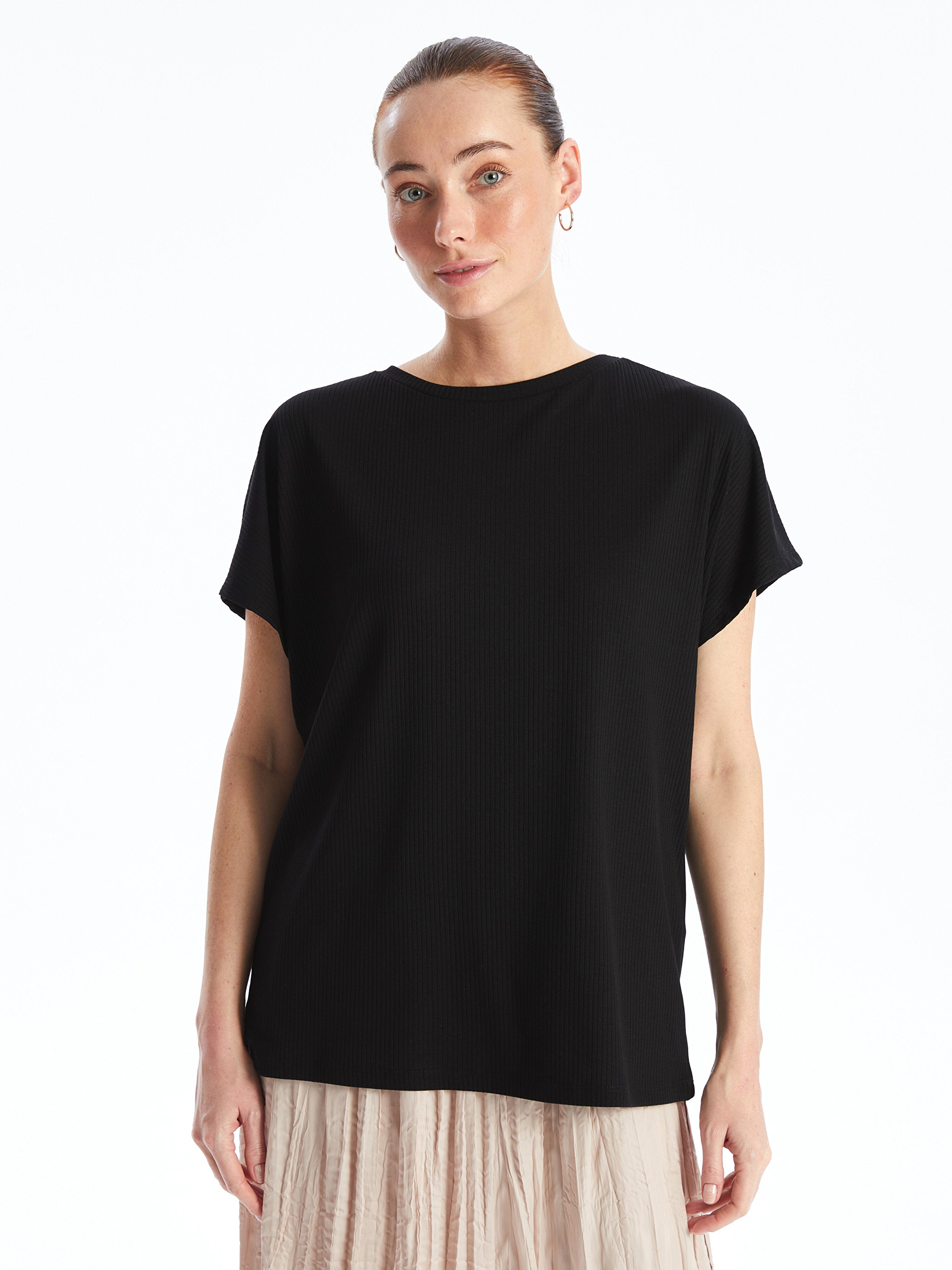 Crew Neck Plain Short Sleeve Women T-Shirt