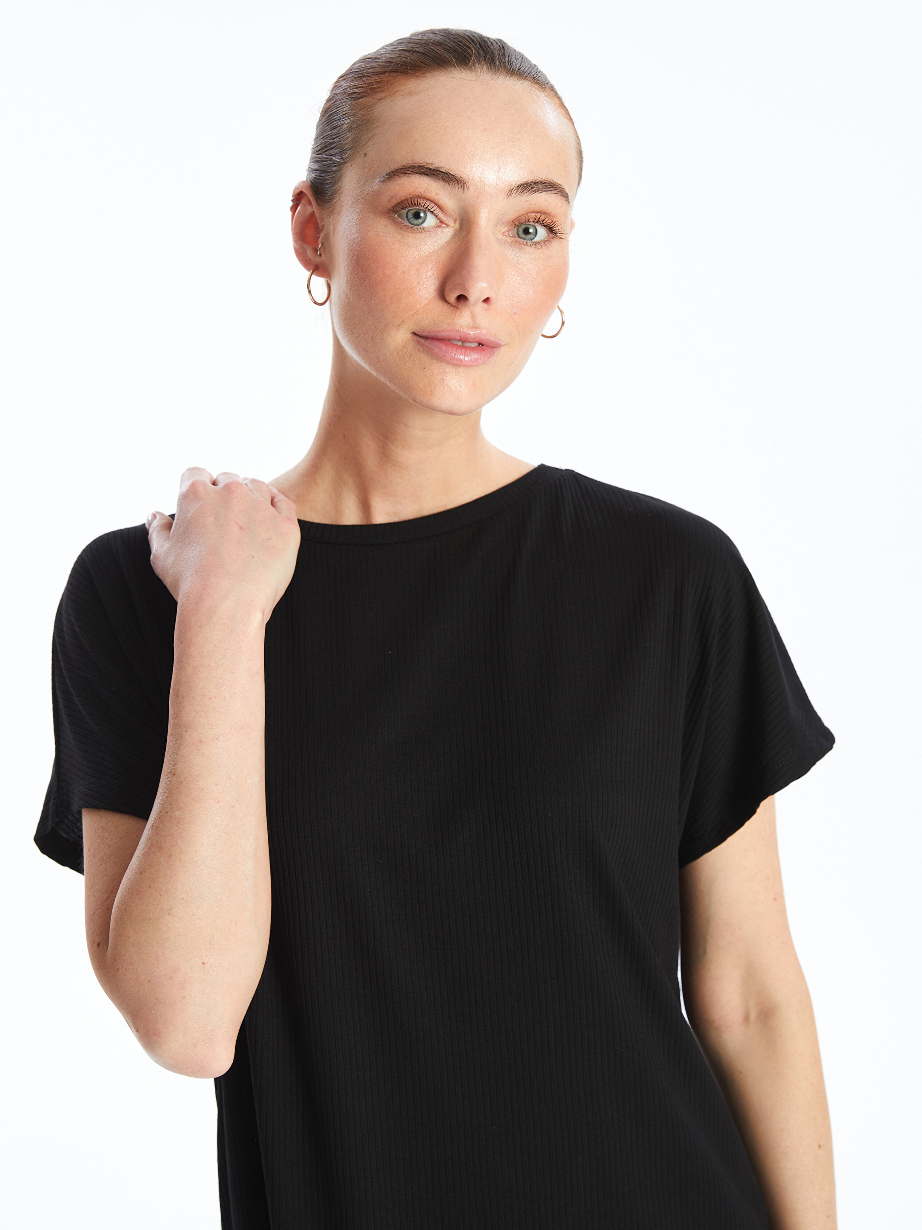 Crew Neck Plain Short Sleeve Women T-Shirt