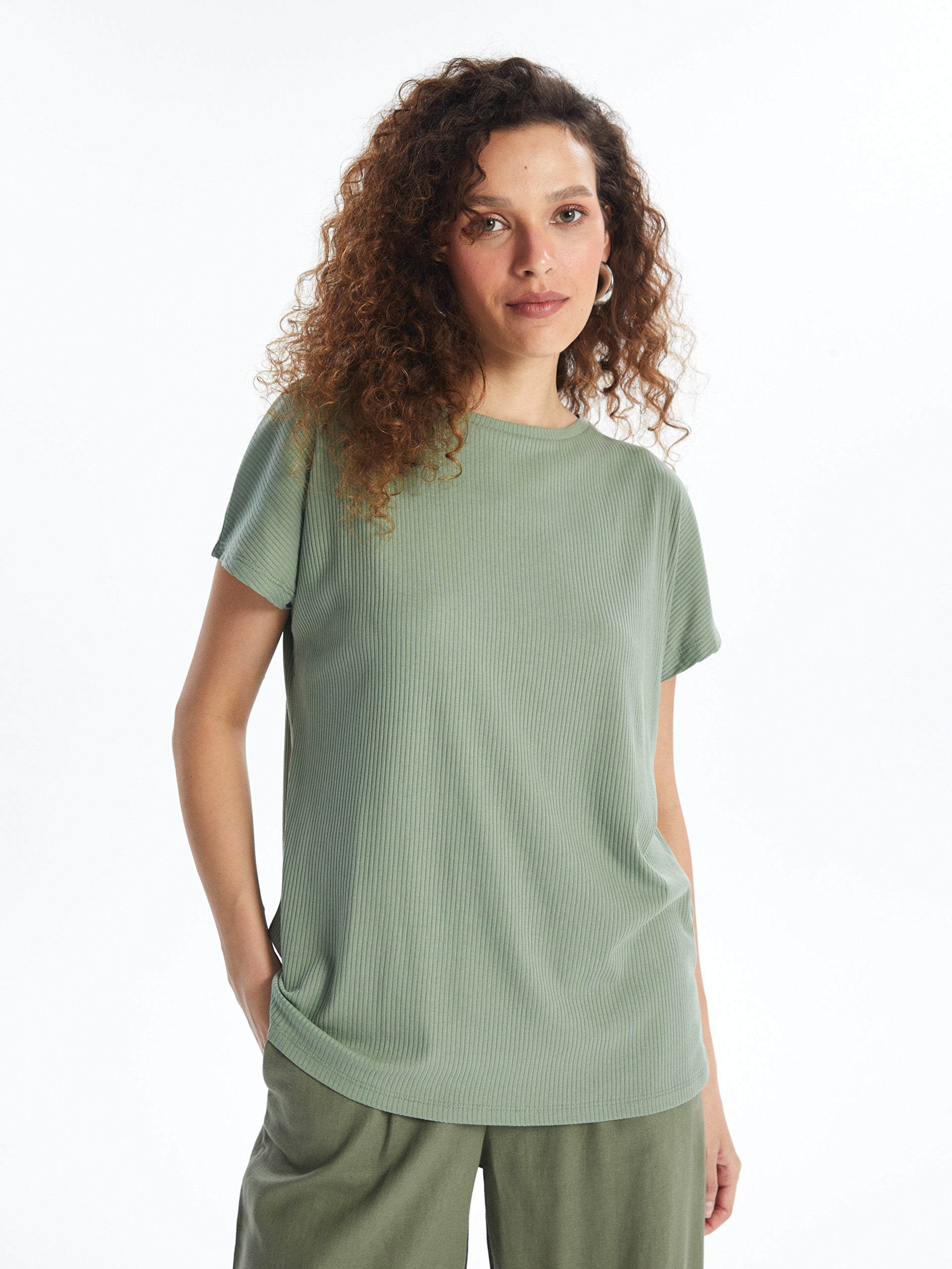 Crew Neck Plain Short Sleeve Women T-Shirt