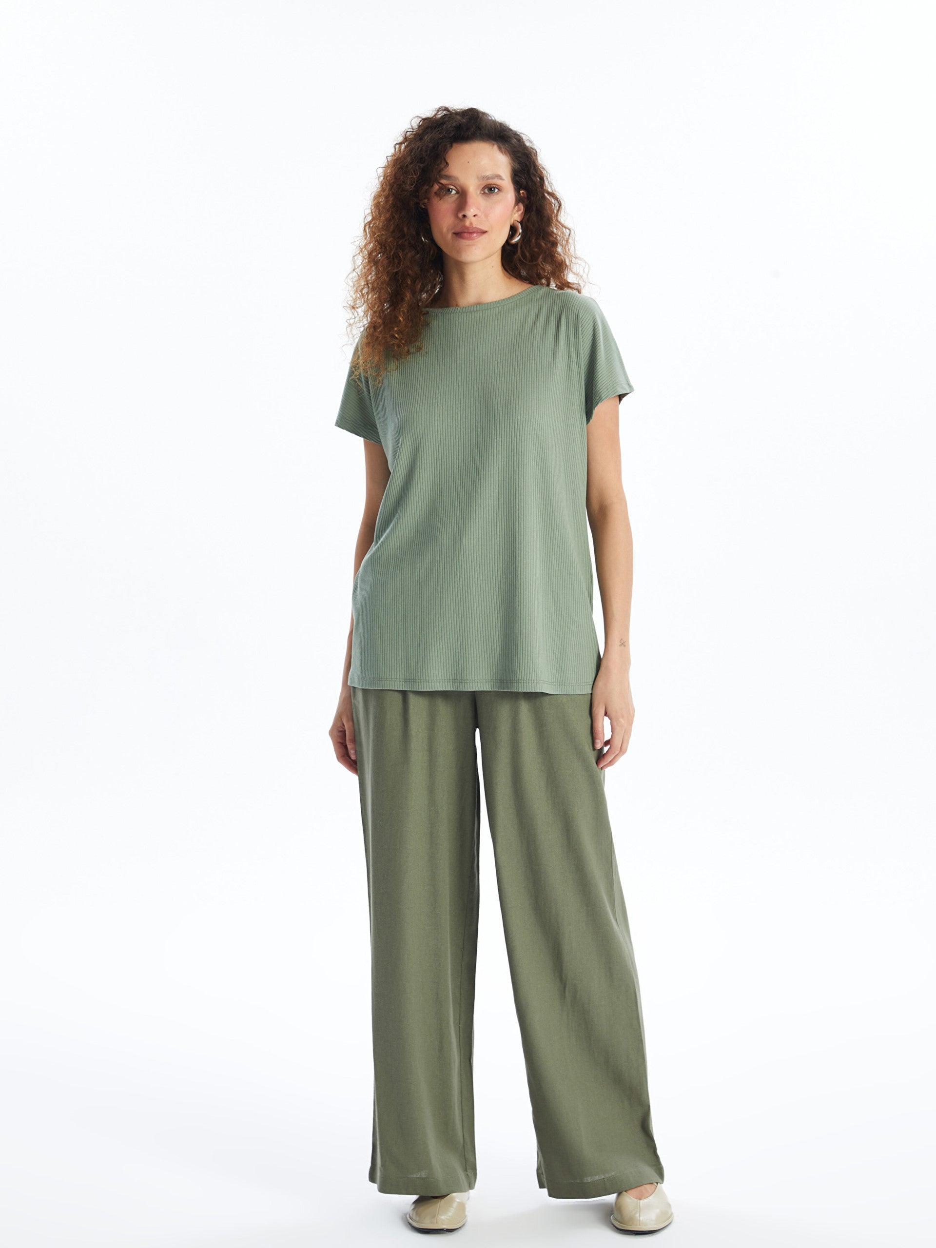 Crew Neck Plain Short Sleeve Women T-Shirt