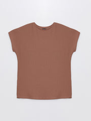 Crew Neck Plain Short Sleeve Women T-Shirt