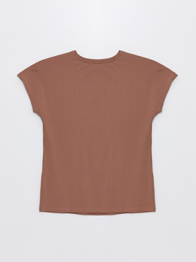 Crew Neck Plain Short Sleeve Women T-Shirt Main Image