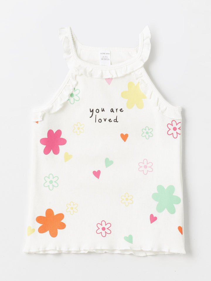 Crew Neck Printed Baby Girls Undershirt