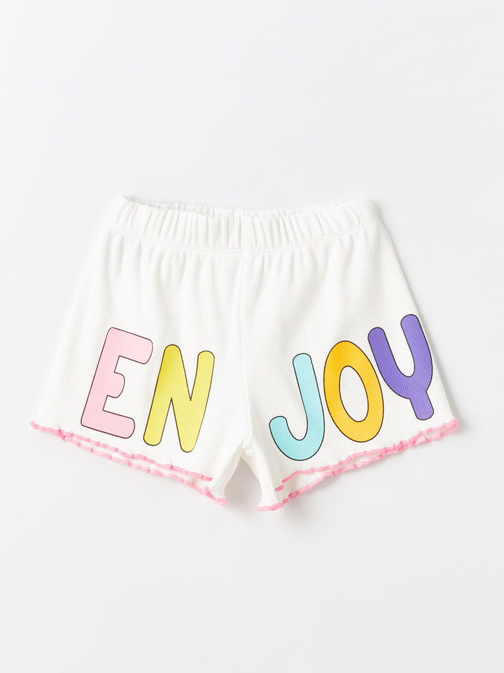 Printed Baby Girl Shorts with Elastic Waist