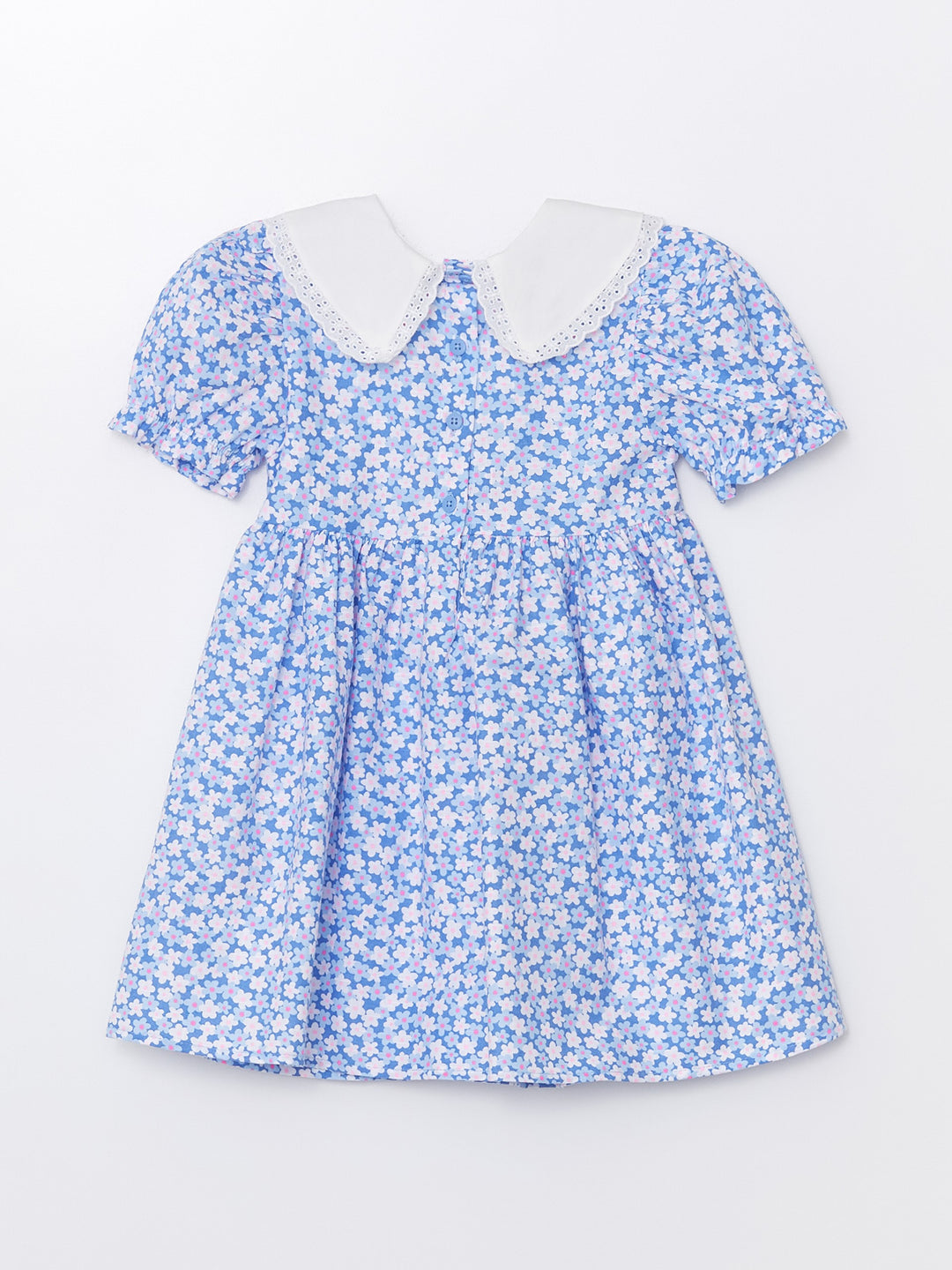 Bebe Collar Short Sleeve Floral Baby Girl Dress