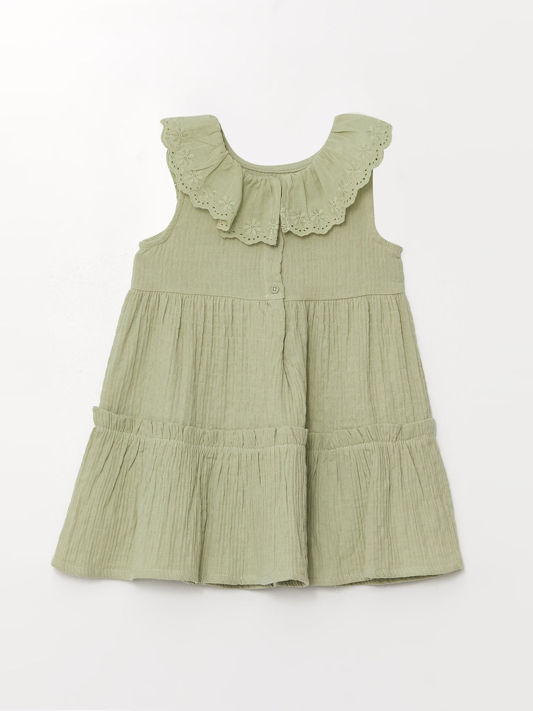 Crew Neck Short Sleeve Embroidered Baby Girl Dress