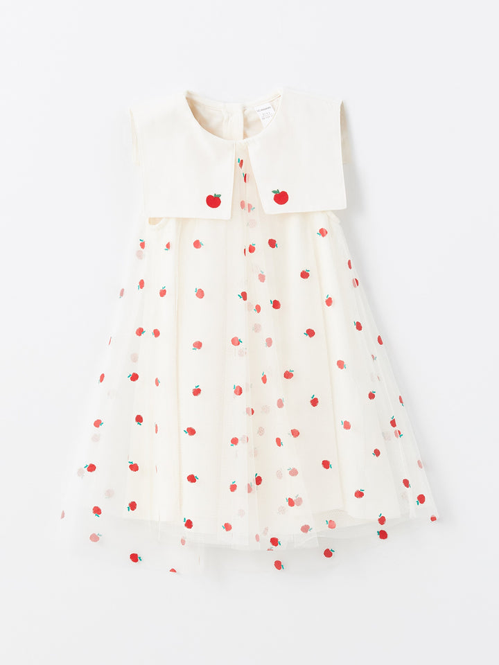 Crew Neck Sleeveless Printed Baby Girl Dress