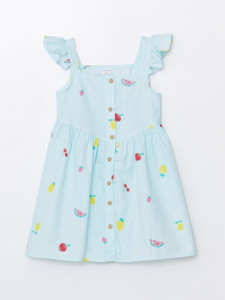 Square Neck Sleeveless Printed Baby Girl Dress