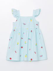 Square Neck Sleeveless Printed Baby Girl Dress