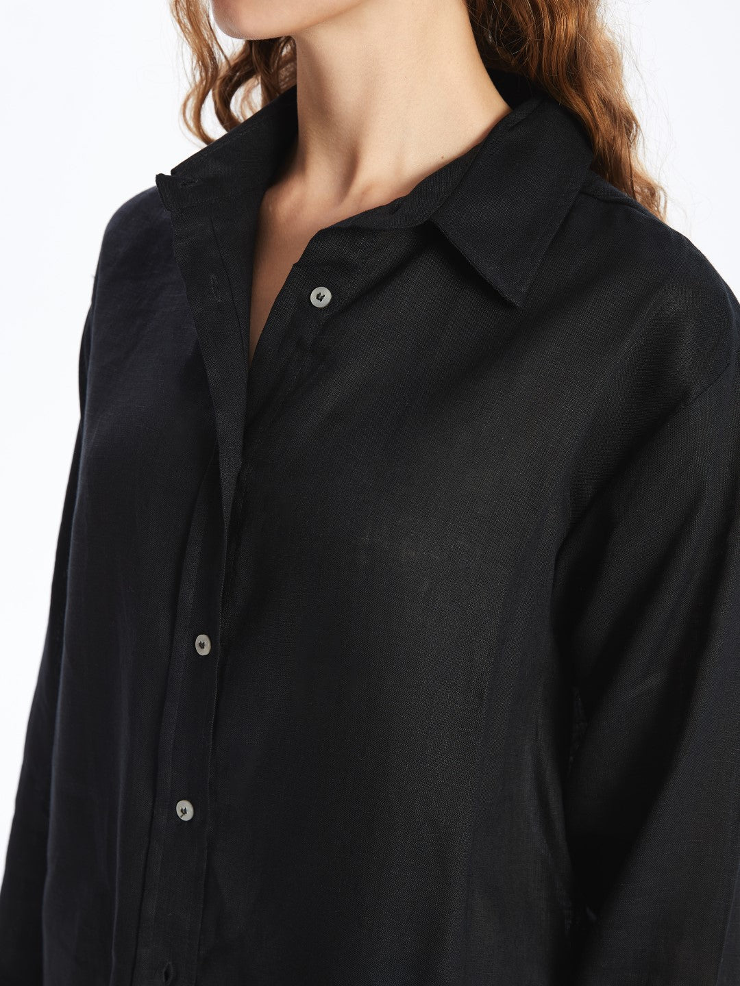 LCW Vision

New Black Plain Long Sleeve Oversize Linen Women's Shirt